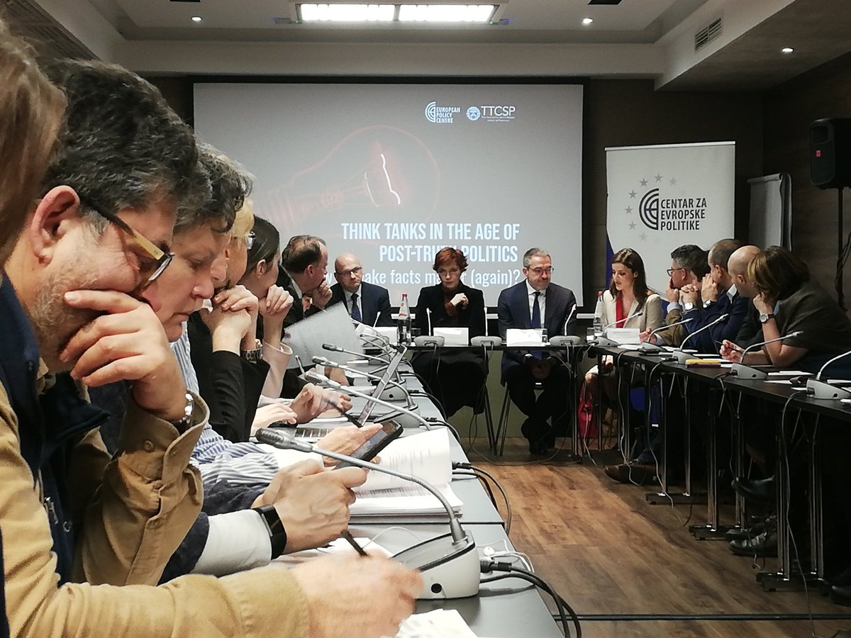Dushaan's tweet photo. Full house and great guests marking the launch of Global think-tank index where @CEPBelgrade ranks 9th in overall Central&amp;Eastern Europe! So proud of my colleagues! https://t.co/rn1TOkugDQ