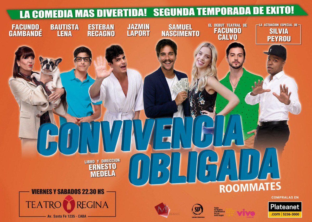 convivenciaoR's tweet photo. ⛔️STOP ⛔️
👫Ya sacaste tus entradas 🎫? 
👉🏻Funciones: Viernes y sábados 22:30hs en #TeatroRegina
💥2x1 con #ClubLaNacion #ClubPersonal #365 #Plateanet con código PLATEANET2X10901 . 
🎯Elegi "Convivencia obligada ROOMMATES" si querés reirte de principio a fin!
#ConvivenciaOr https://t.co/kKhZbH5s1s