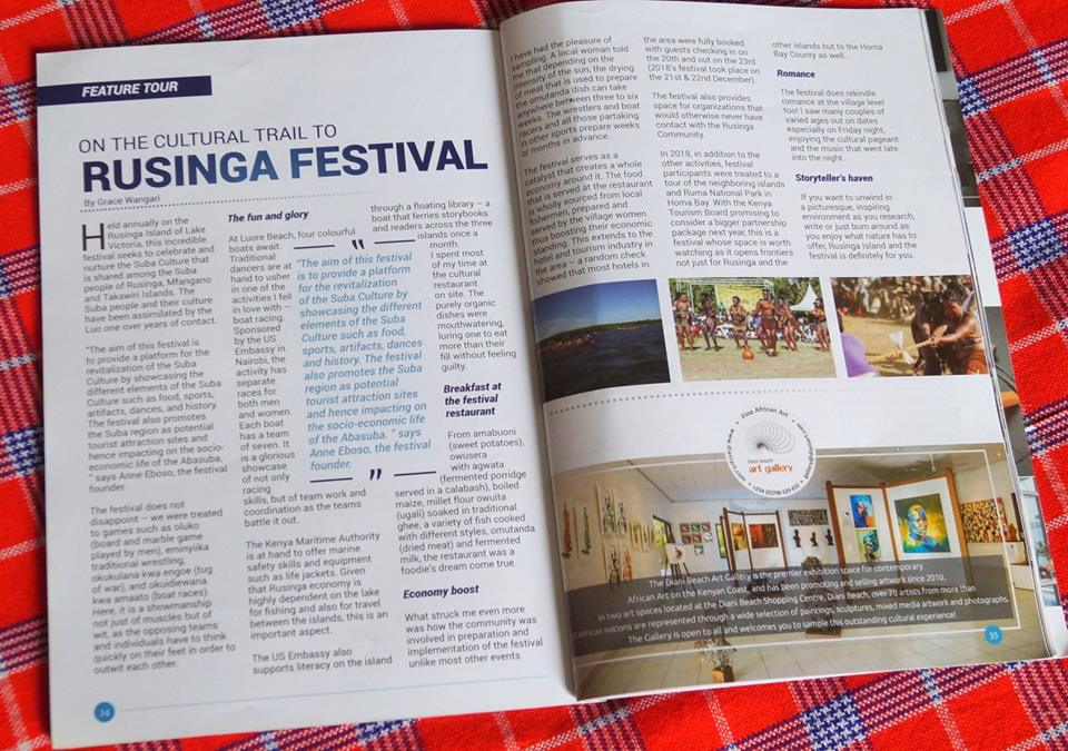 RusingaFestival's tweet photo. #TBT - That one time we were featured in Tembea - the in flight magazine of @silverstoneair. Article was penned by the lovely @Eewangari.
#RusingaFestival
#RusingaIsland
#CelebratingDiversity
#TembeaWestern https://t.co/wJKWGOpa70