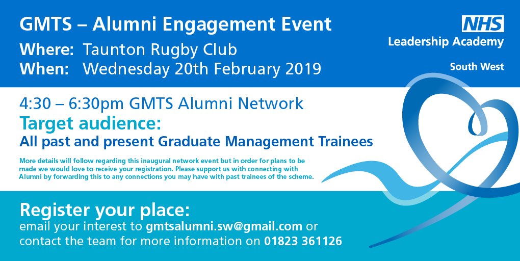 NHS_SWLA's tweet photo. Are you an alumni of the NHS GMTS? Do you live in the SW? If the answer is YES, then join us at our first SW GMTS alumni network meet up. Some current trainees, with support from some Alumni want to continue important connections post scheme by forming a SW GMTS Alumni Network. https://t.co/IpQBj33vJ7