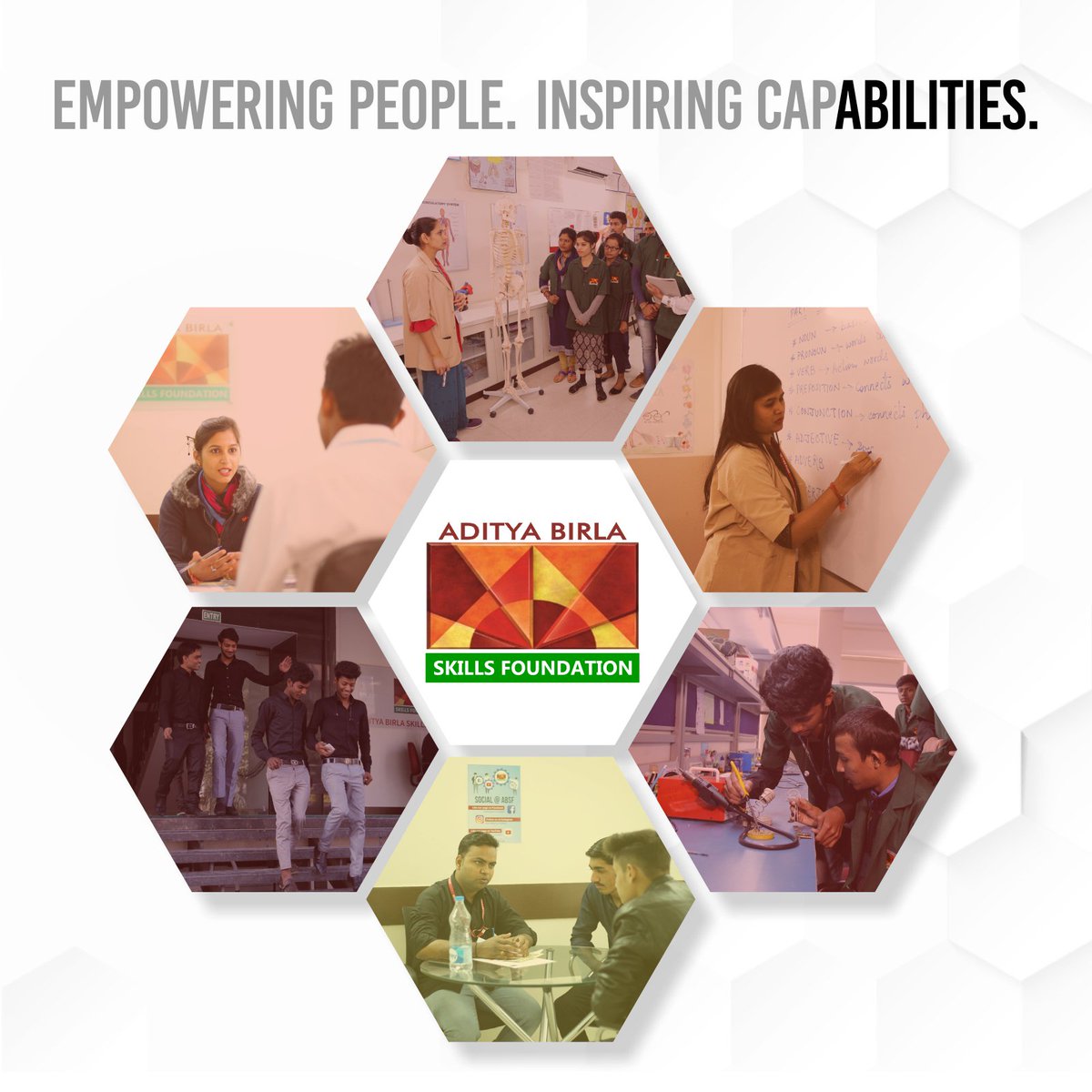 AdityaBirlaGrp's tweet photo. With seventeen state-of-the-art training centres in seven states and fifteen programs, Aditya Birla Skills Foundation has successfully helped 4000 plus youth find a job of their dreams. #AdityaBirlaSkillsFoundation #absfind #DevelopingFuture #PeopleOfABility https://t.co/QOGAM4rGgu