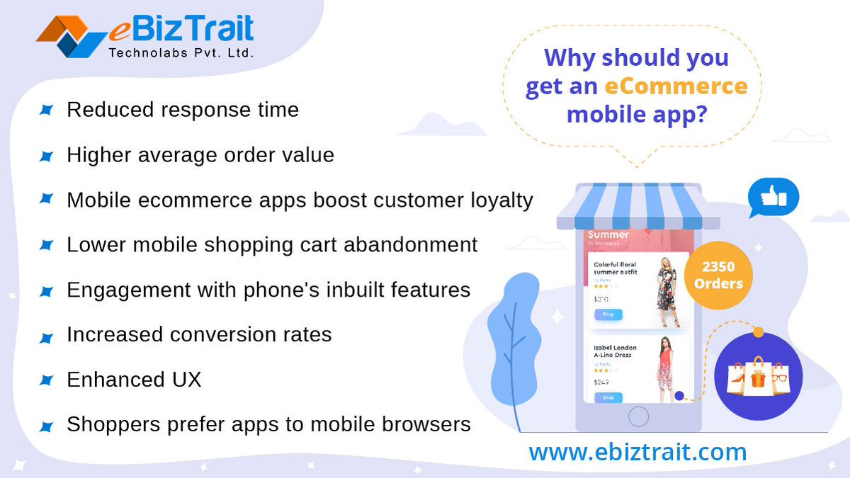 ebiztrait's tweet image. Build a #MobileApp for your online store - Today, mobile eCommerce apps are taking over the market, gaining many users and racking up considerable profits. And for good reason.
#eCommerceMobileAppDevelopment #eCommerceAppDevelopment #eCommerceMobileApps #mobileappdevelopment