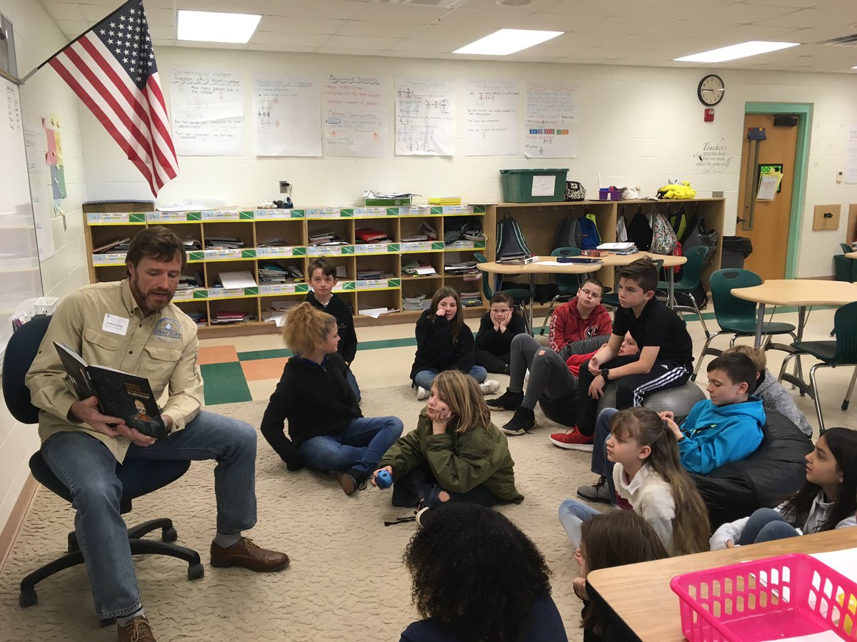 SpraySoft's tweet photo. 5th graders at IRES got a treat yesterday.  Special reading of ‘Mikey and the Dragons’  @jockowillink with @CCrkvenac @StaceyGray1231 #IRESthebest https://t.co/p13Tc7T8s8