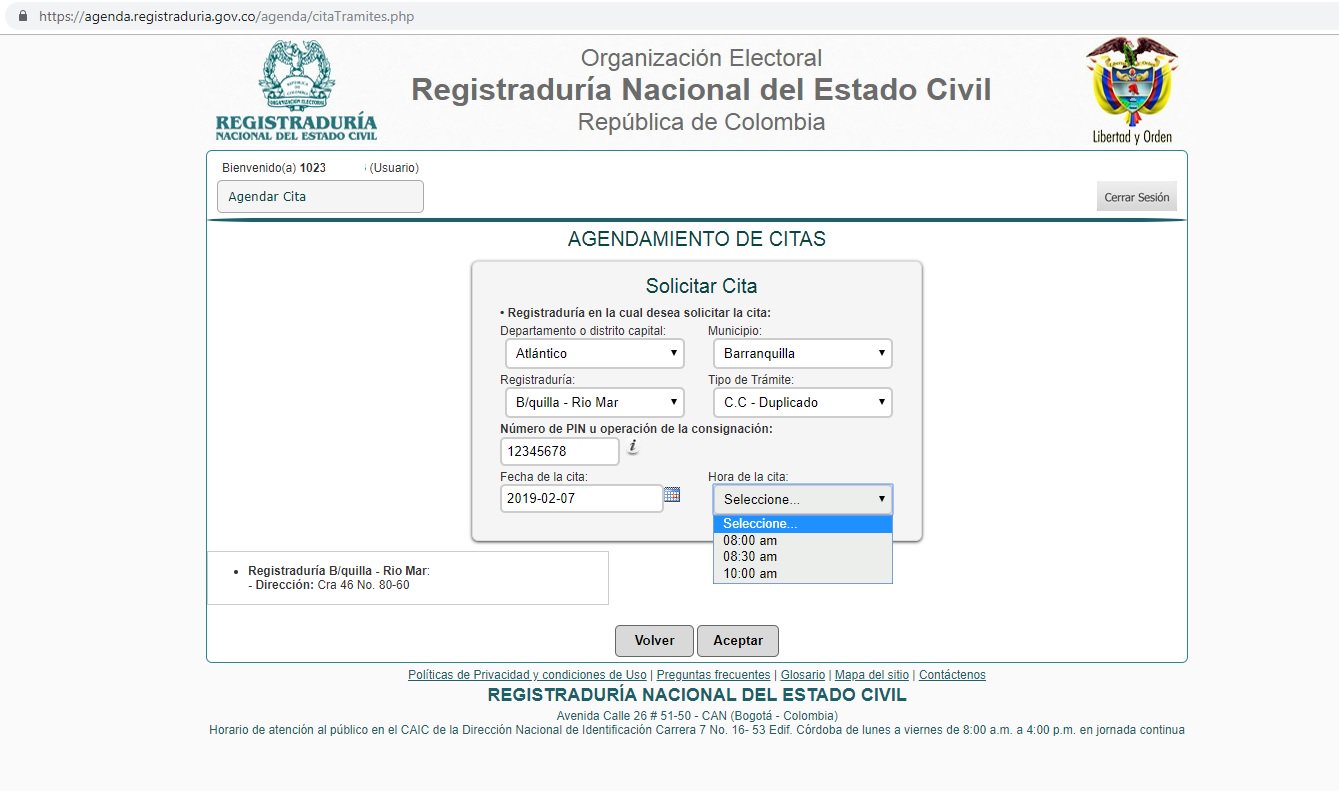 Registraduría riomar citas