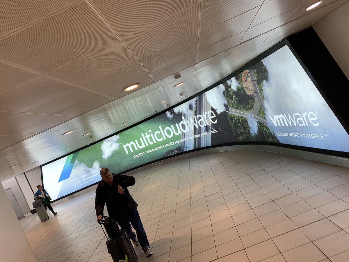JoeBaguley's tweet photo. Loving the massive @VMware_UK billboards at Heathrow - this is on the Heathrow Express concourse. #multicloudware @VMware @spoonen https://t.co/WfHyuLNlSx