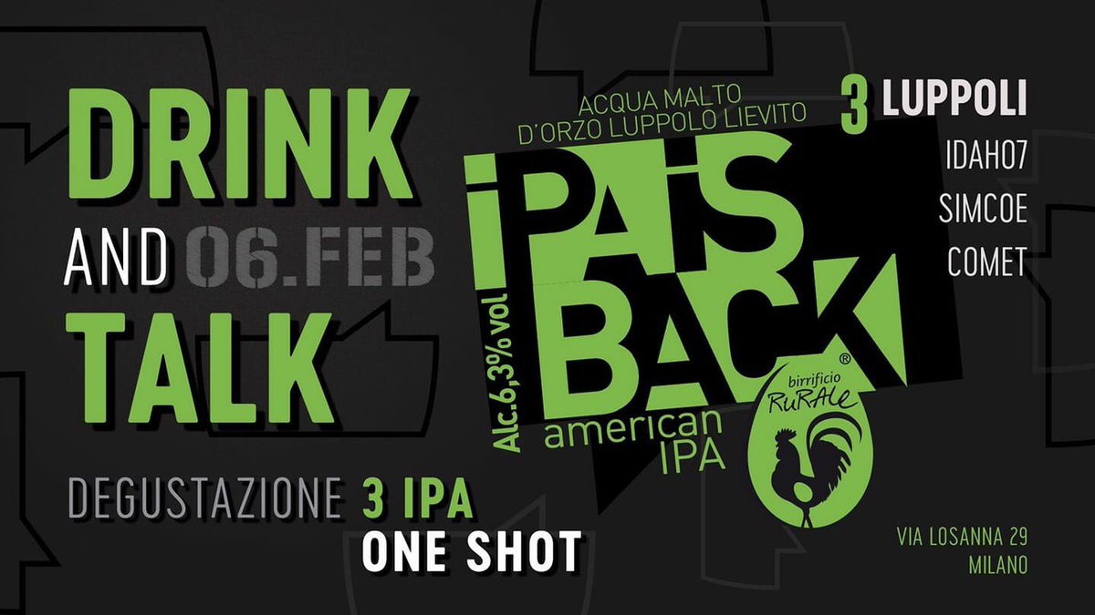 BRurale's tweet photo. Evento #birra #IPAisBack
da non perdere!
#6febbraio
Qui ⬇️ i dettagli
https://t.co/lZekqCsDGN https://t.co/Npo7ujeweO