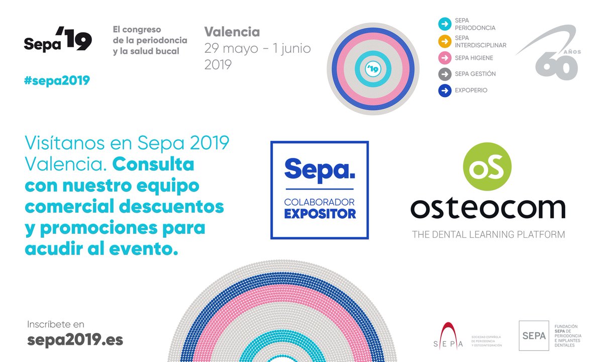 OsteocomES's tweet photo. Nos estamos preparando para un gran evento internacional que reunirá a profesionales de todo el mundo en Valencia del 29 de mayo al 1 de junio.
#osteocom en @SEPAperiodoncia 2019.
𝗼𝗦 𝗴𝘂𝘀𝘁𝗮?
#dental #congreso #oSgusta https://t.co/Zx0292FN5T