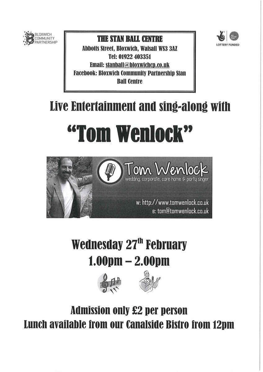 Take a look at our What's On February 2019 at the Stan Ball Centre.  Just a reminder that bookings now being taken for all of our trips. (We can now take card payments for any of our services).  Call Karen 01922 403351.