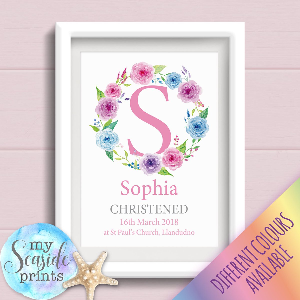 I have lots of Christening print designs for boys, girls and joint Christenings, they make the perfect Christening keepsake and a unique thoughtful gift! Only £8 each #christeninggift #personalisedgifts #personalised #personalisedprint #myseasideprints  #namingceremony