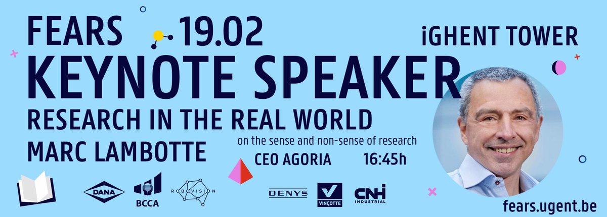 ugent_fea's tweet photo. On Tuesday 19 of February @MarcLambotte, CEO of #Agoria, will share his views on the sense and non-sense of research as well as on its impact on people, society and our planet #FEARS2019
β‘οΈ more information and registration: https://t.co/ByYxfQidu7 https://t.co/27On5q5cwd
