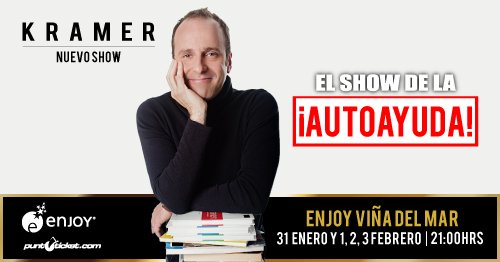 StefanKramerS's tweet photo. Hoy 21:00 hrs en Casino Enjoy Viña del Mar @Enjoy_Vina #KramerAutoayuda #NuevoShow #NuevosPersonajes https://t.co/bBpTnMK97M