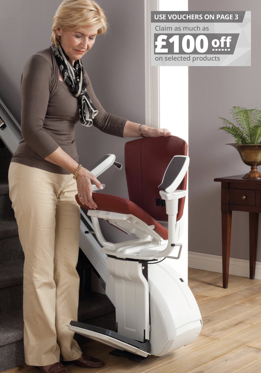 HomeGlide Extra, Straight Rail Stairlift - This exceptional and elegant lift carries passengers of up to 23 stones and comes in 6 different upholstery colours. Prices from £1999. To request a site survey please call us today on 03442 16 16 16