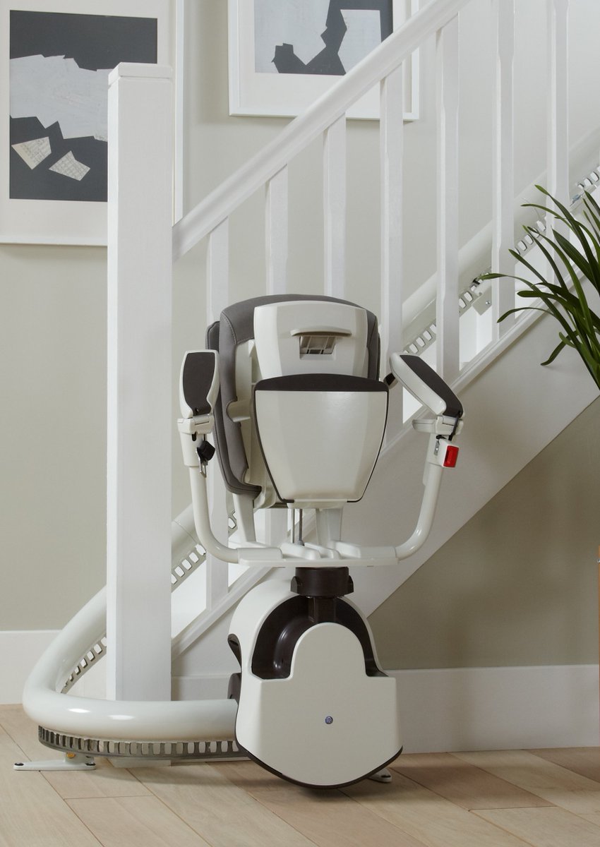 Access, Flow Stairlift - (Bespoke Curved Rail) - The incredible Flow Stairlift has unique features which enable it to be fitted where most stairlifts cannot. It can be fitted on to staircases as narrow as 62cm or 24”! To request a free quotation call us today on 03442 16 16 16