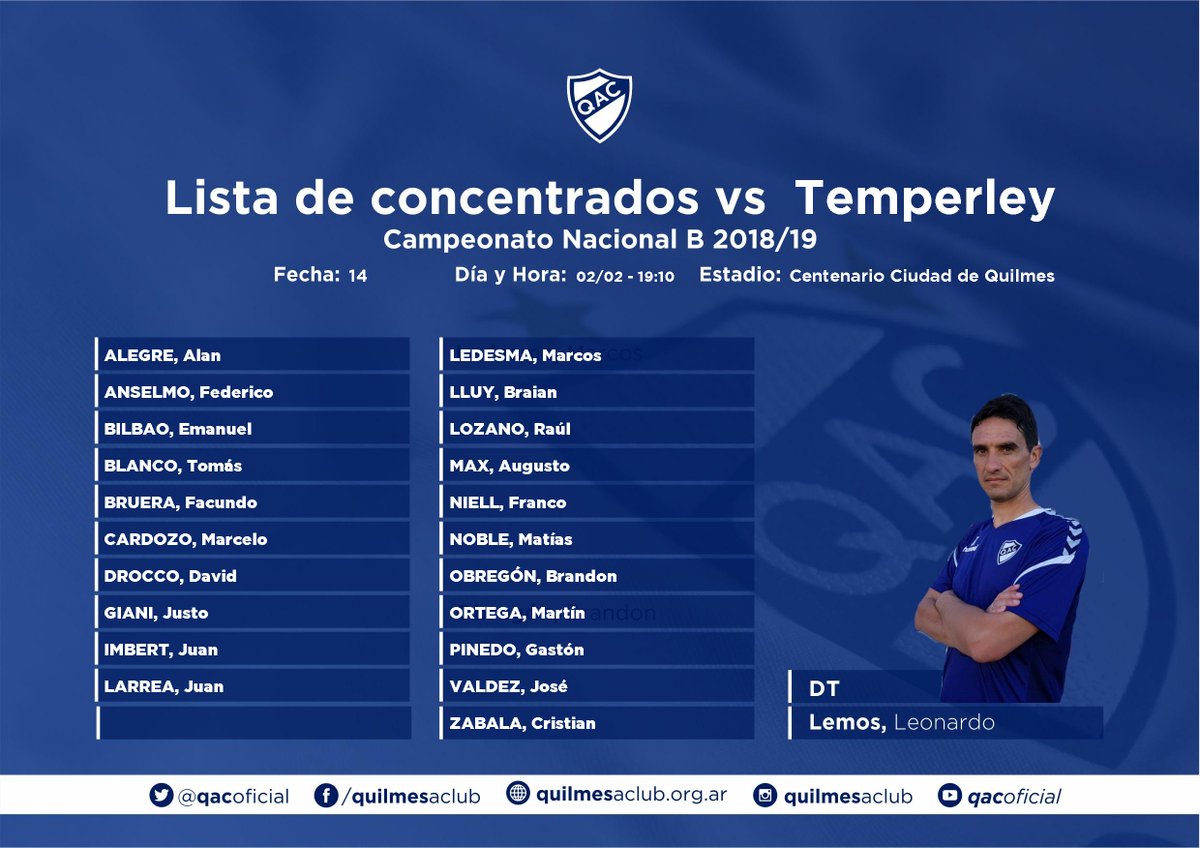 qacoficial's tweet photo. Citados para recibir el próximo sábado a @TemperleyOK en el Estadio Centenario. https://t.co/fwCwlQyWj8
