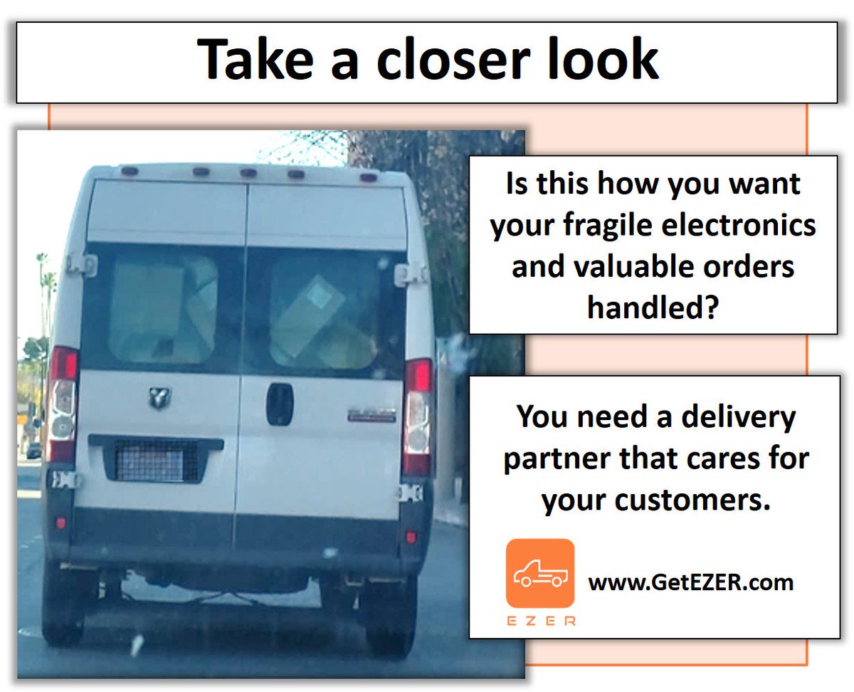 GetEZER's tweet photo. Retailers – Your customers deserve better!

#SameDay #LocalDelivery #LastMile #StoreDelivery #Retail #Retailer #Retailers #Ecommerce #Etailer #HotShot #BestBuy #FrysElectronics #SamsClub #NRF2019 #CityFreight #HDW #IRCE #LA #OC #IE #SoCal #Houston #Chicago #Phoenix #MIN #LasVegas https://t.co/I3wsp332xS