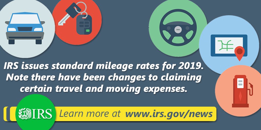 In 2019, the standard mileage rate will be 14 cents per mile driven in service of charitable organizations. go.usa.gov/xE3RH #IRS