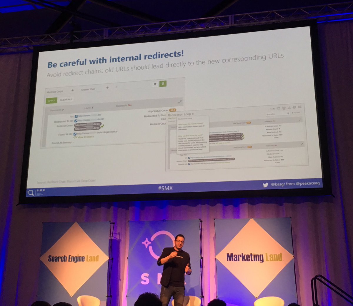 Agree with <a href="/basgr/">Bastian Grimm</a>   Great presentation.  In doing audits I frequently find sites forget to update internal links when they migrate their sites.  Causes unnecessary redirects.  #smx