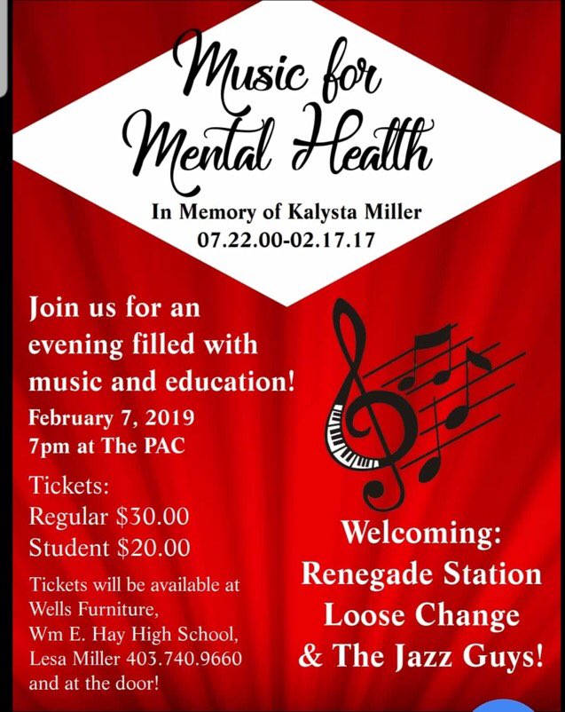 Looking forward to this show next week in memory of Kalysta Miller who took her own life. We can make a difference. #musicformentalhealth #suicideawareness #SafeHarbour ♥️