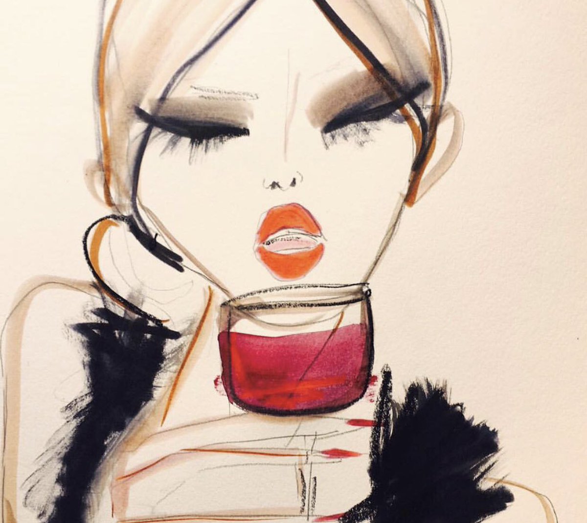 Craving a F A T one 🍷 #beautiful #fashion #illustration by Blairz (check her IG account 🤩)