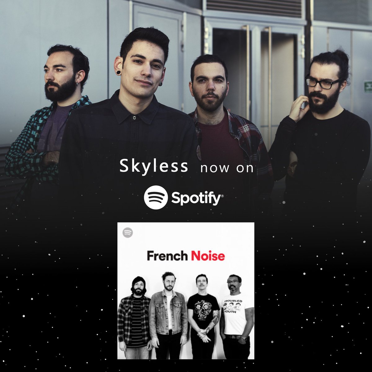 affidavitmusic's tweet photo. 🇫🇷100% made in France🇫🇷
Retrouve #Skyless dans la playlist #FrenchNoise sur @Spotify !
Avec les magnifiques @flechemusic en couverture, mais aussi les potes de @Paerish, et la fine fleur du rock comme on l'aime !
https://t.co/0HEZI5einZ https://t.co/d2FAAGYxc9