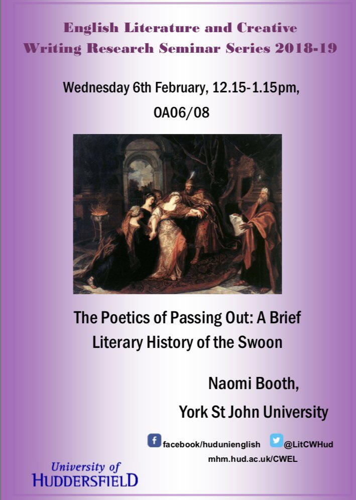 We are delighted to host Naomi Booth for our next research seminar! As always, this event is free and open to the public do join us! 🤓 @MHMpostgrad <a href="/mhmhudds/">Music, Humanities and Media at Huddersfield</a> <a href="/HudUniPR/">Media Relations Team @HuddersfieldUni</a> <a href="/WeLoveResearch/">HudResearch</a> <a href="/HudResEnv/">Hud Graduate School</a>