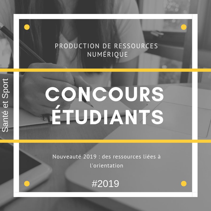 Inscrivez-vous à la 4ème édition du concours étudiants en production de ressources numériques en Santé et Sport ! 😁. 
Nouveauté  /!\ : les ressources devront toutes traiter du sujet de l’orientation.  Inscrivez-vous sur : uness.fr/concours-etudi… #etudiants #concours #numerique