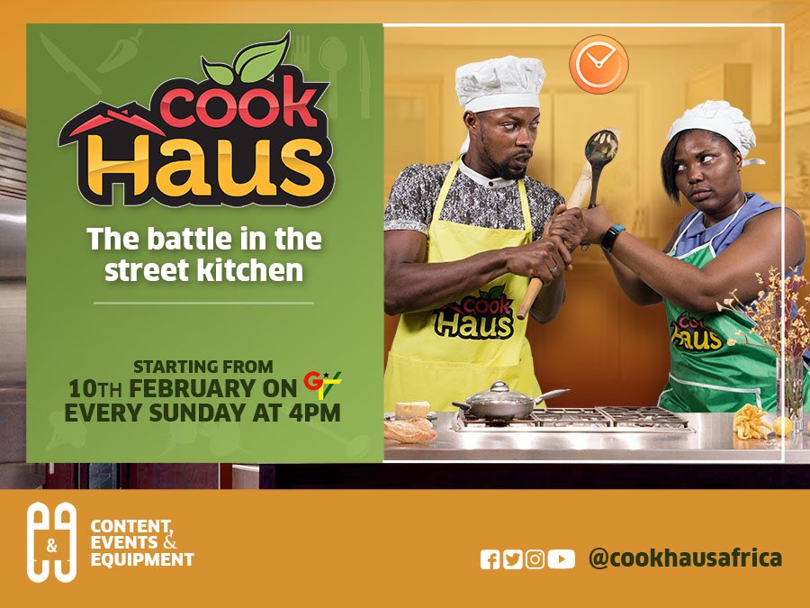 CookhausAfrica's tweet photo. #Cookhaus, #Ghana’s first outdoor cooking Competition will be airing on GTV starting from the 10th of February. Are you ready for some excitement? Are you ready for some foodgasms? RT to bless the TL https://t.co/IVV4pfmmCj