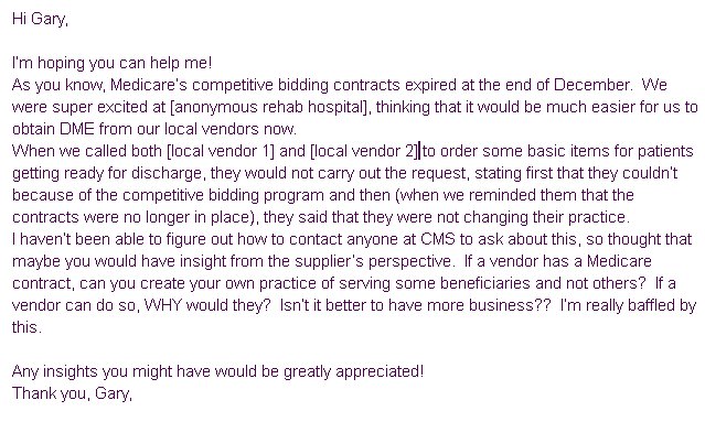 gmsheehan's tweet photo. There you have it folks...when you suspend the bid program, but leave the insane prices it created in place? 

Access issues...surprising, exactly nobody with a brain.

Surreal logic by @cmsgov here, truly surreal. #DME2019 https://t.co/Uvvq1LxbFZ