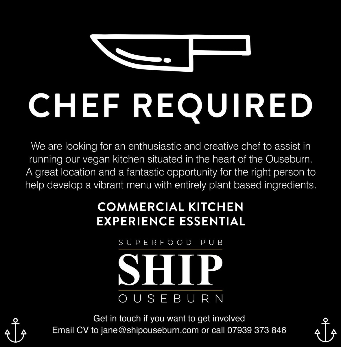 We’re looking for creative chefs to work in our busy kitchen, get in touch if you’d like be involved #chefneeded #veganchef #vegan 🥕🔪