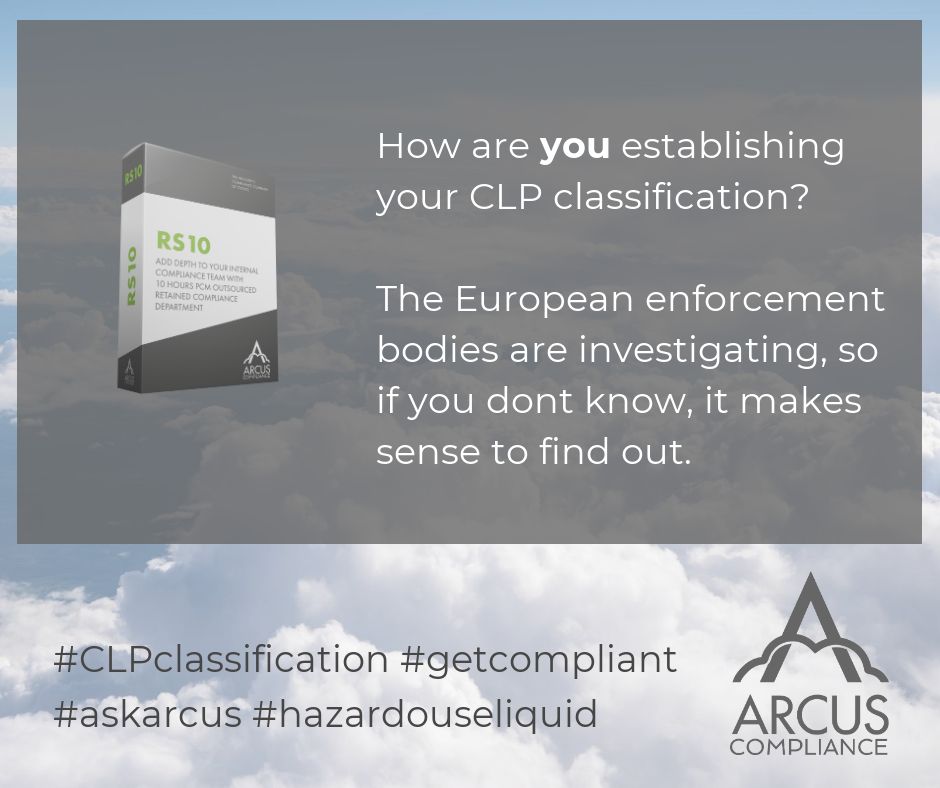 Are you accurately identifying and classifying your products correctly for CLP?  In the UK the HSE are actively pursuing information from manufacturers and distributors to ensure product safety. #askarcus #CLPclassification #hazardouseliquid