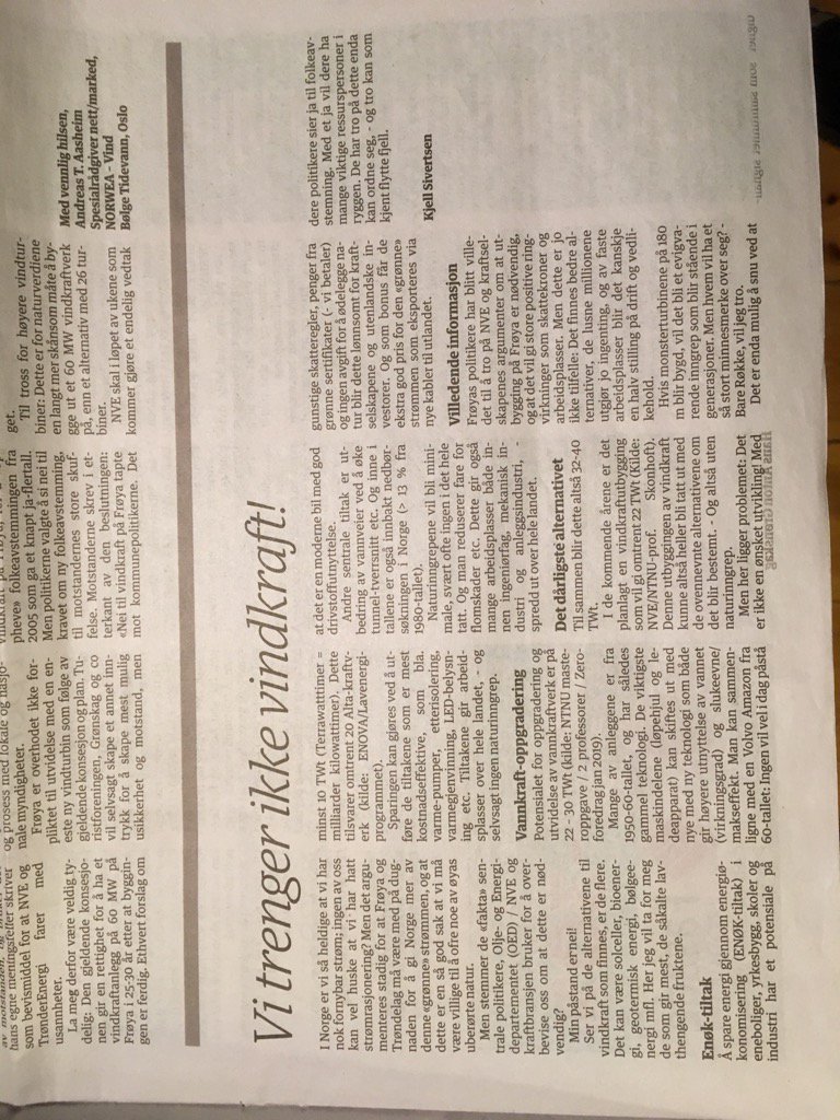 Trenger vi vindkraft, og er det egentlig sp "grønt"?