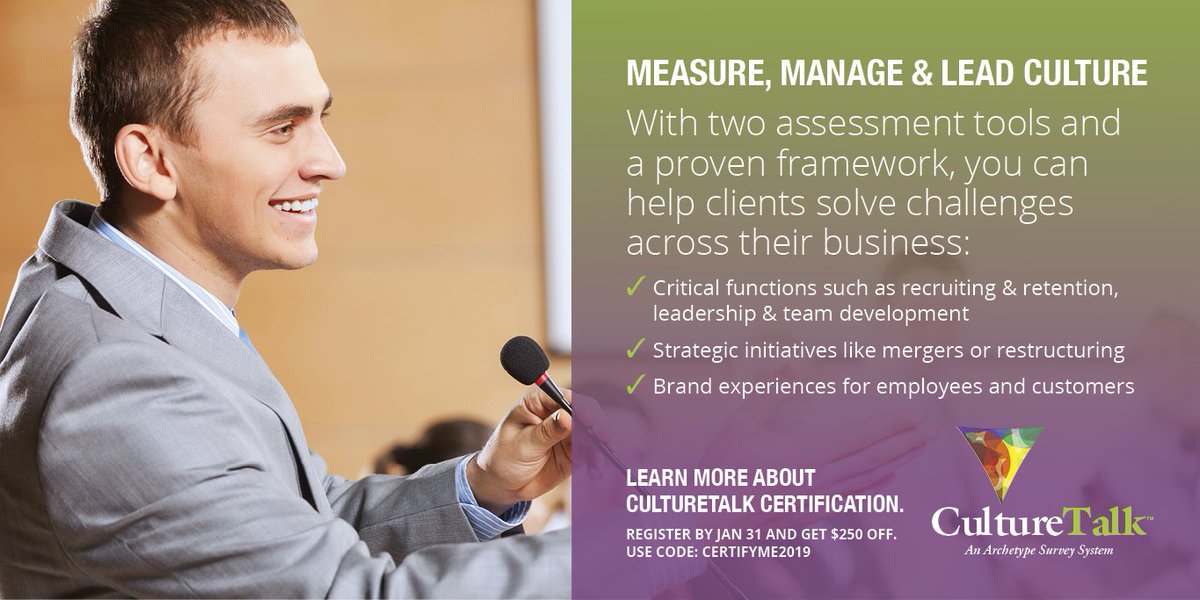 Learn a human framework that evaluates &amp; connects an organization and the individuals that work there. FINAL DAY to get $250 OFF. Use Code CertifyMe2019 hubs.ly/H0gmtPM0

#futureofwork #workhuman #organizationalculture #workforce #retention #engage #recruitment