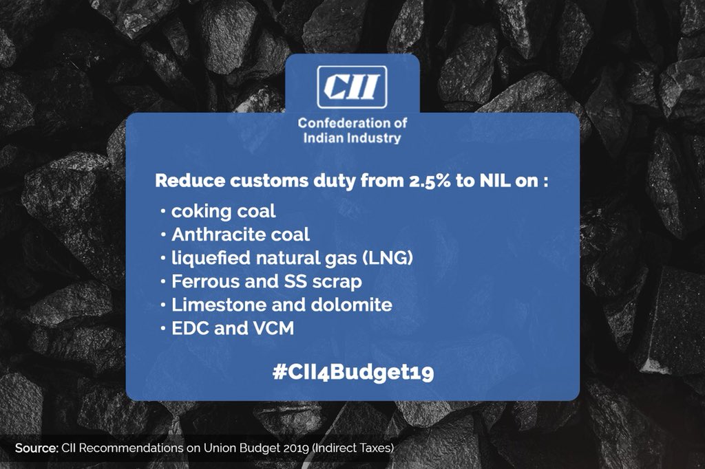 FollowCII's tweet photo. Specific #CIIRecommendations for customs duty.
#CII4Budget19 #Budget2019 #BudgetSession @cbic_india https://t.co/HwdKqg8InF