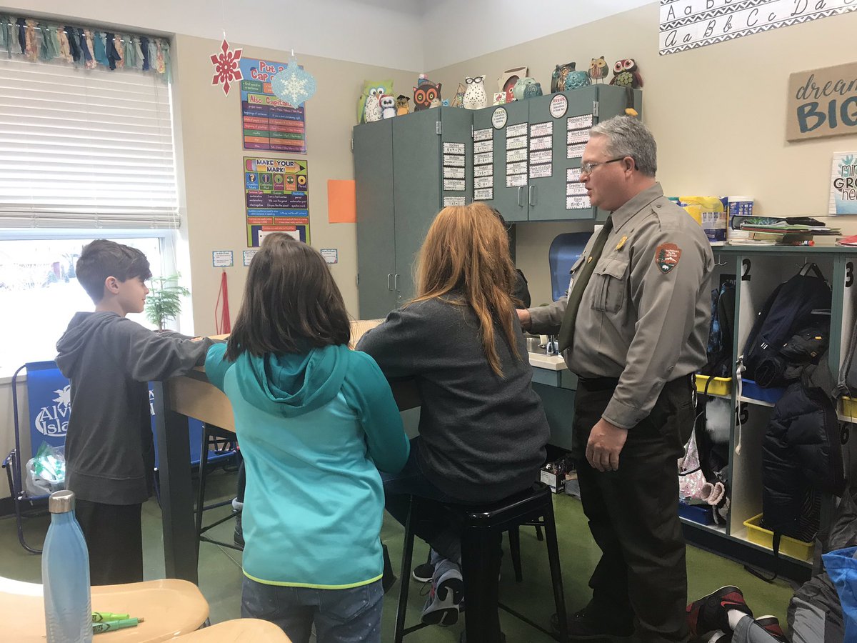 Mammoth Cave rangers are here today in 4th gr helping us learn about earthquakes.  We appreciate their partnership with us! #rocketohana