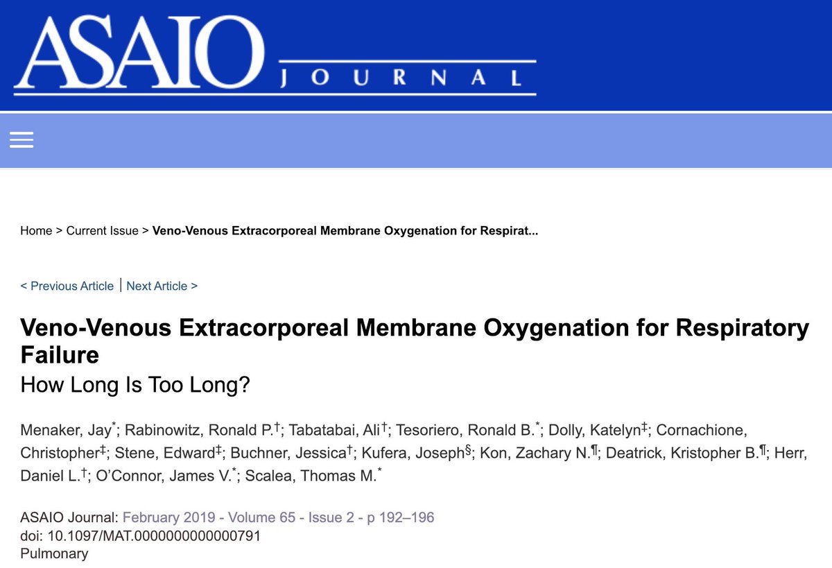 ELSO (@elsoorg) on Twitter photo Extended veno-venous #ECMO for #ARDS/ARF similar survival rates vs short runs: time on #ECLS should not be sole determining factor to stop support, consider clinical conditions, including eventual MOF, & reversibility of lung disease! <a href="/asaiojournal/">asaiojournal</a> bit.ly/2SiXat9 Extended veno-venous #ECMO for #ARDS/ARF similar survival rates vs short runs: time on #ECLS should not be sole determining factor to stop support, consider clinical conditions, including eventual MOF, & reversibility of lung disease! <a href="/asaiojournal/">asaiojournal</a> bit.ly/2SiXat9