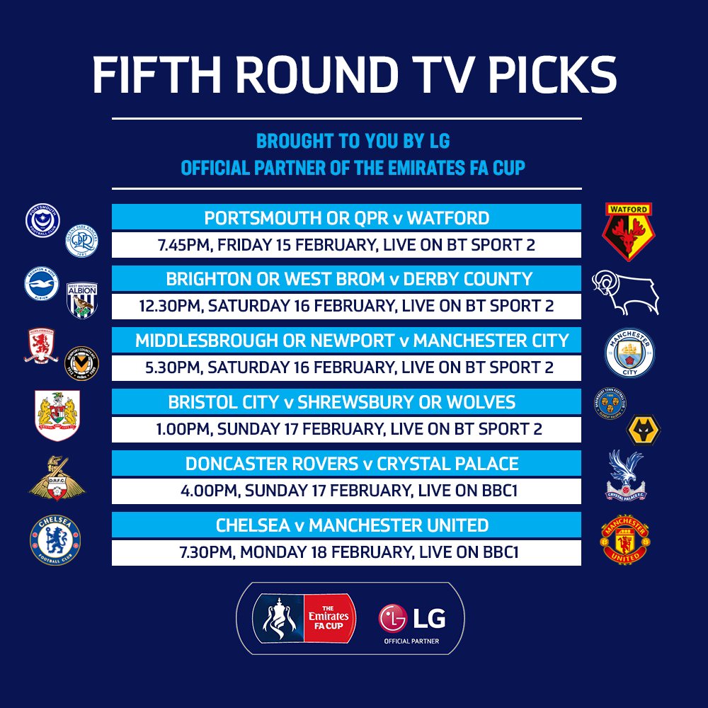 fa cup fixtures on tv