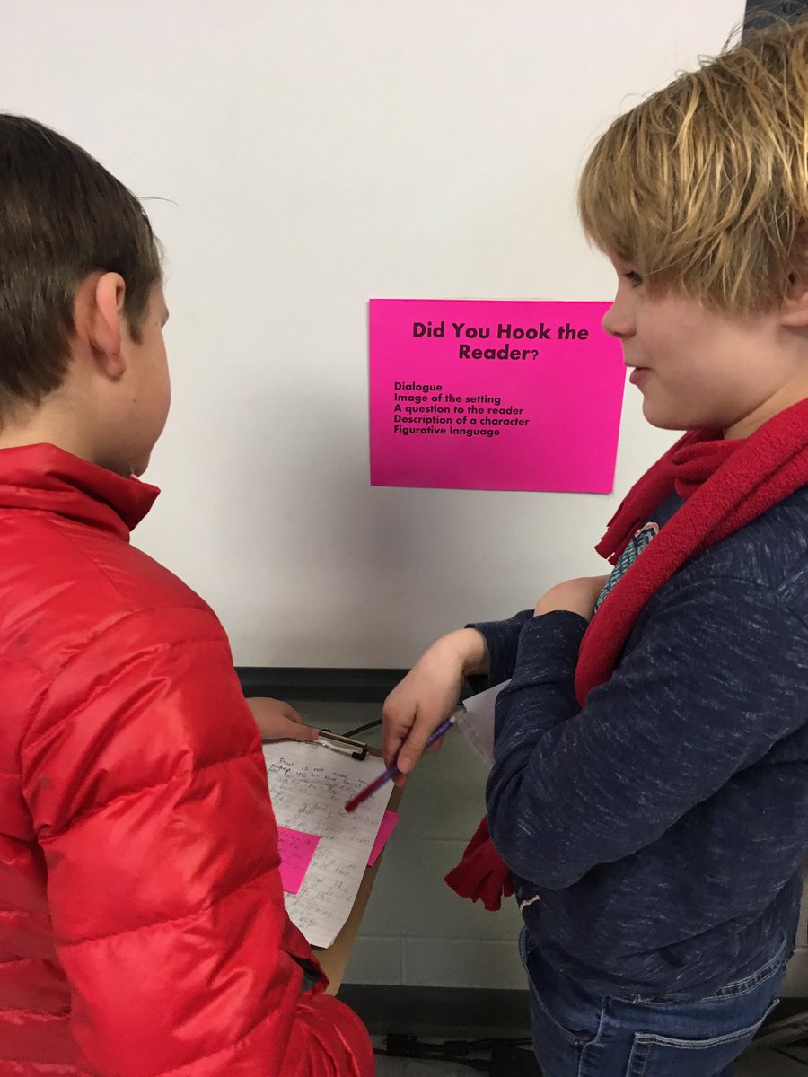 CHSaplang's tweet photo. Narrative revision stations with Mrs. Peeper’s 4th graders! Loved hearing their stories and the fantastic additions/revisions they were making to their narratives. @crosswindeagles https://t.co/X6HgHArhlB
