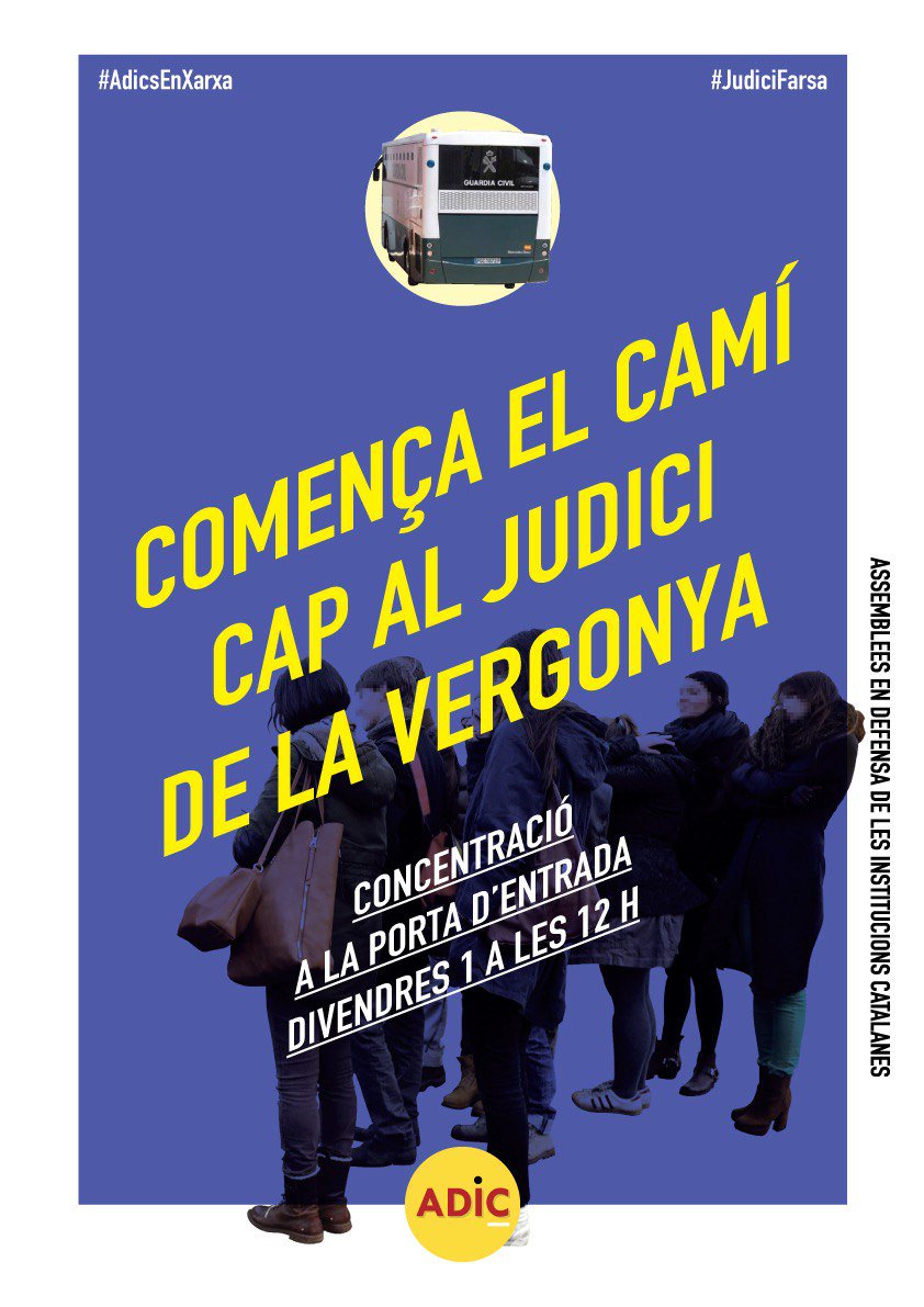 Adic_Sepulveda's tweet photo. ⚠️ COMENÇA EL CAMÍ CAP AL JUDICI DE LA VERGONYA | Els nostres càrrecs legítims seran sotmesos a un judici arbitrari. 
Ara més que mai els diem #NoEsteuSols Les #AdicsEnXarxa seguim determinades i DIVENDRES 1/02 sortirem a les 12.00 per mostrar el nostre suport #judiciFARSA https://t.co/hv8kpk7mSu