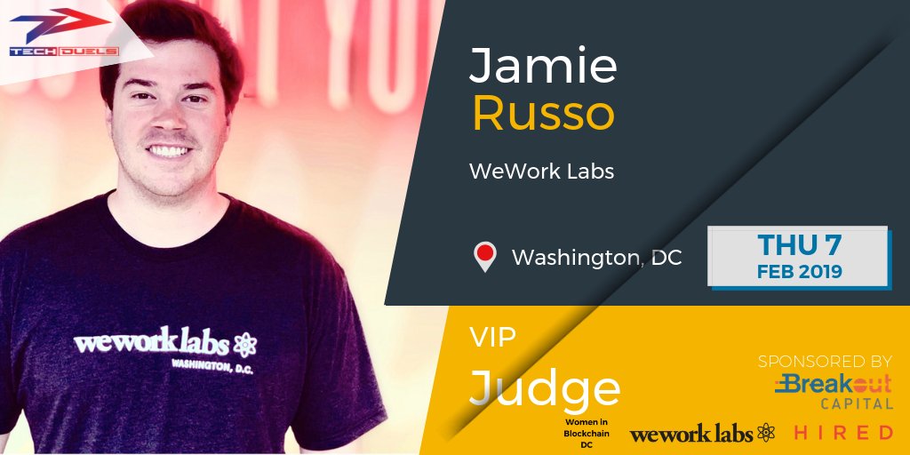 TechDuelsHQ's tweet photo. Come meet @JamieRusso from @WeWork Labs judging the #TechDuels #debate Feb. 7th. Come make connections and beef up your #blockchain smarts. https://t.co/kuTnBeCB6W
#Maryland #Virginia #WashingtonDC #DC #DCTech #bitcoin #ICO #fintech #cryptocurreny #ethereum #devops https://t.co/p8HTPslGEs