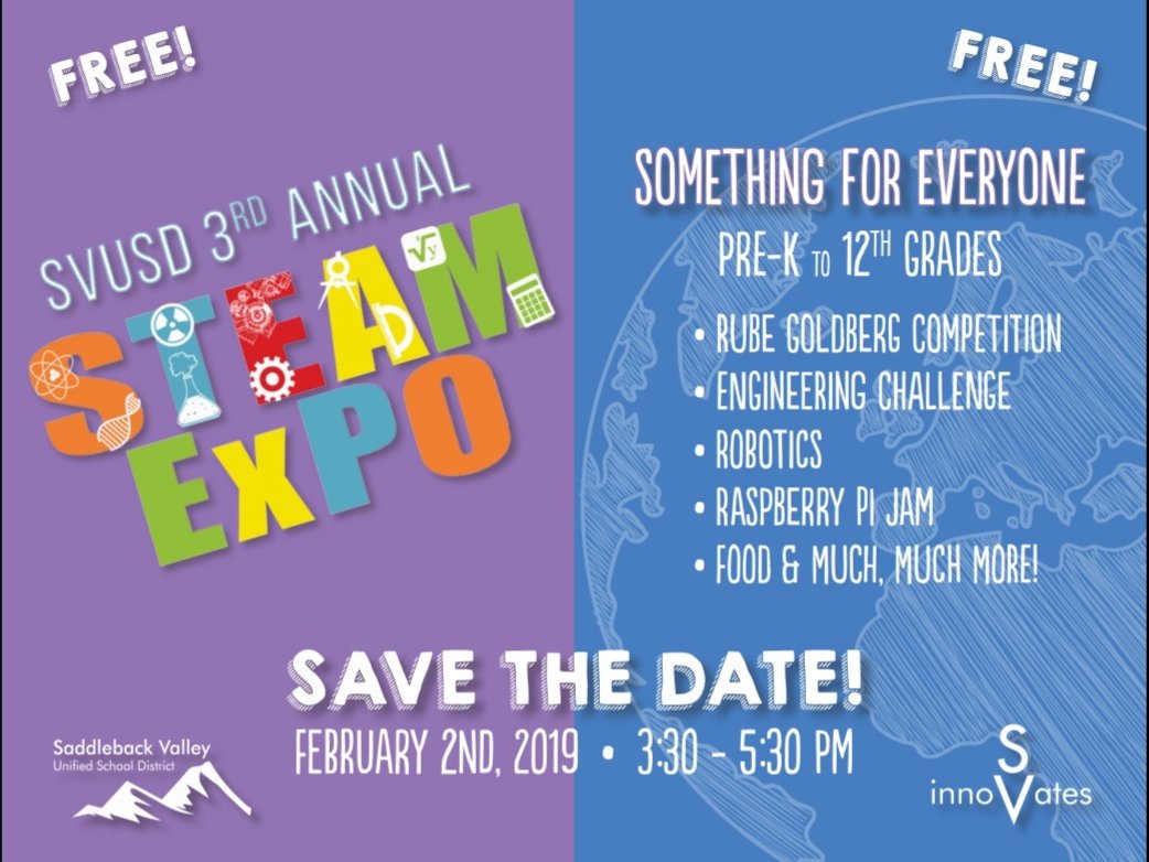 SaddlebackJam's tweet image. The Saddleback Valley Raspberry Pi Jam is back! This Saturday from 3:30pm to 5:30pm. We will have fun activities and workshops for the whole family! #RaspberryPiJam #getjamming