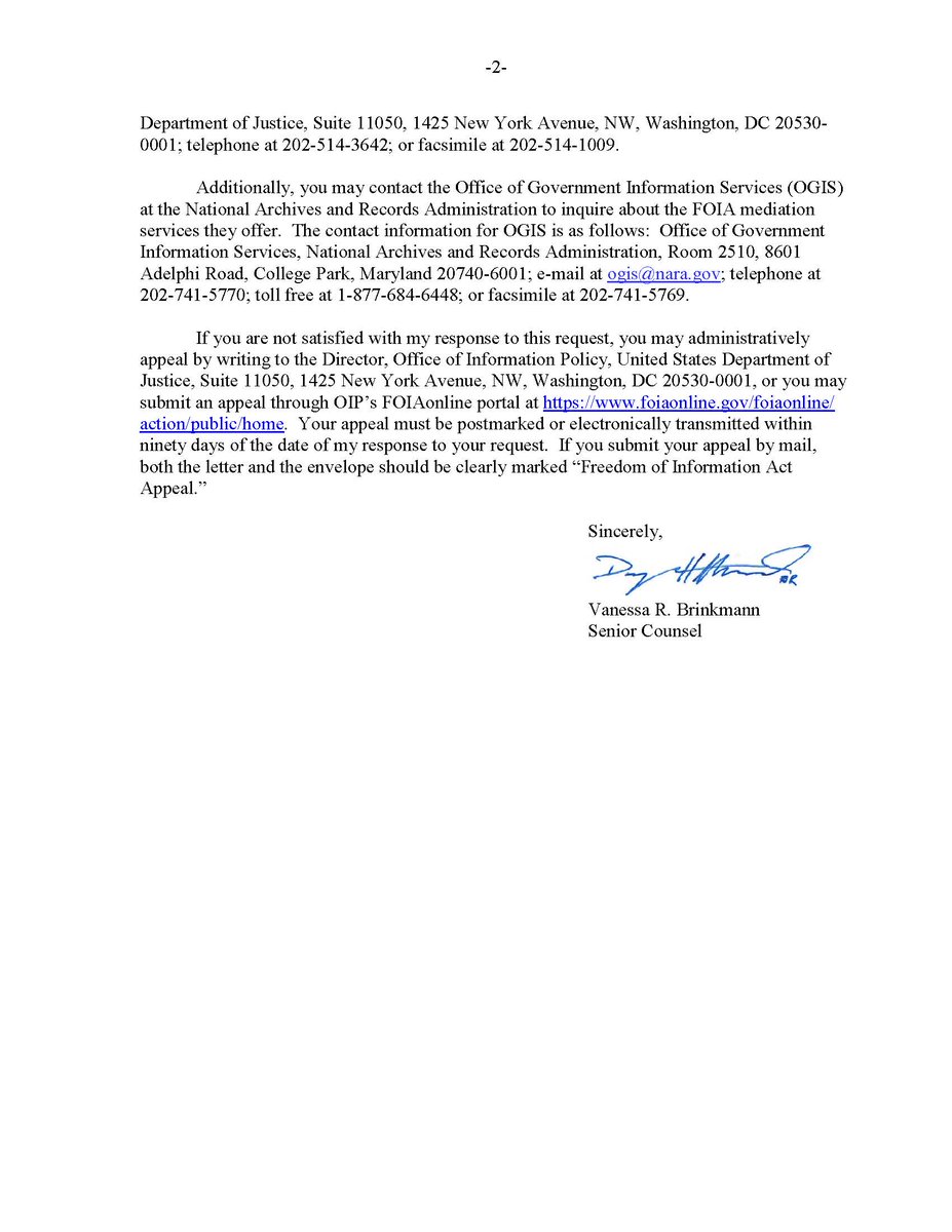 18. Finally got my  #DOJ  #FOIA request response for the folks who maintain the AG's records. In sum, "IraqGate? Willian Barr? Never them heard of 'em."   @maddow  @Lawrence  @PhilipRucker  @CIA