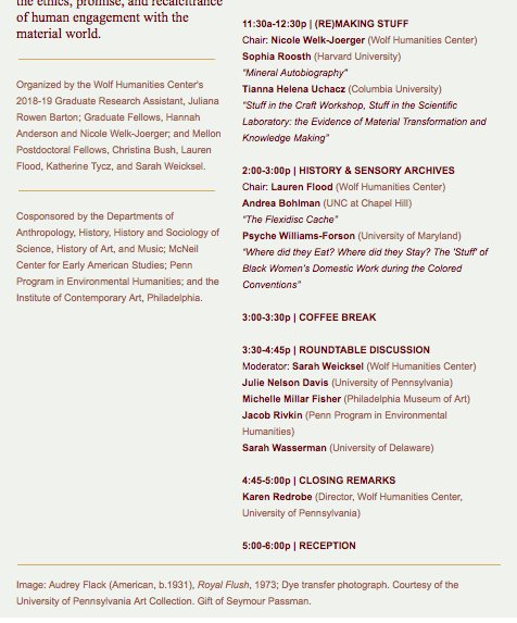 Dr. Katie Tycz {@ciaokatet.bsky.social} (@ciaokatet) on Twitter photo Please join us for "Stuff: Anxieties & Aspirations of the Material World next Friday <a href="/ICAPhiladelphia/">ICA Philadelphia</a> for a symposium organized by <a href="/WolfHumanities/">Wolf Humanities Center</a>! Any <a href="/CambridgeThings/">Cambridge Things</a> followers in Philadelphia? #emthings #materialculture #twitterstorians #History #histrecipes #stuff #histmusic Please join us for "Stuff: Anxieties & Aspirations of the Material World next Friday <a href="/ICAPhiladelphia/">ICA Philadelphia</a> for a symposium organized by <a href="/WolfHumanities/">Wolf Humanities Center</a>! Any <a href="/CambridgeThings/">Cambridge Things</a> followers in Philadelphia? #emthings #materialculture #twitterstorians #History #histrecipes #stuff #histmusic
