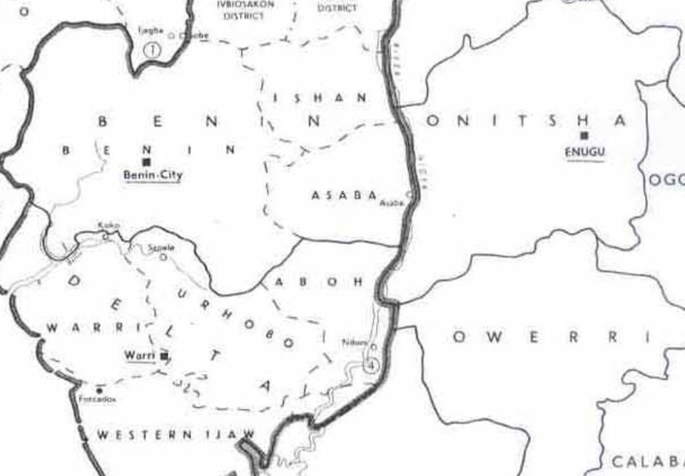 From the 1930s, the Igbo west of the Niger, the Enuani, Ika, Ukwuani, Ndi Osimili in the Asaba and Aboh divisions of the Western Region looked towards creating an administrative division for themselves which started out as the Western Ibo Province, later known as Anioma. [...]