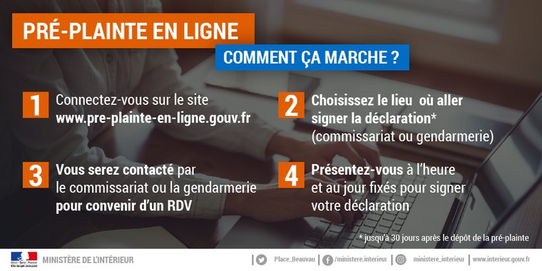 Gendarmerie_088's tweet photo. [VOS DÉMARCHES EN LIGNE] 💻
Vous êtes victime d'une atteinte au bien ou d'un fait discriminatoire dont vous ne connaissez pas l'auteur? 😟 
Gagnez du ⏱️en commençant à enregistrer votre plainte depuis chez vous 🏡 au moyen de la #preplainte en ligne !
👉https://t.co/XBvUdFuFJD https://t.co/ZBr26oMmwi