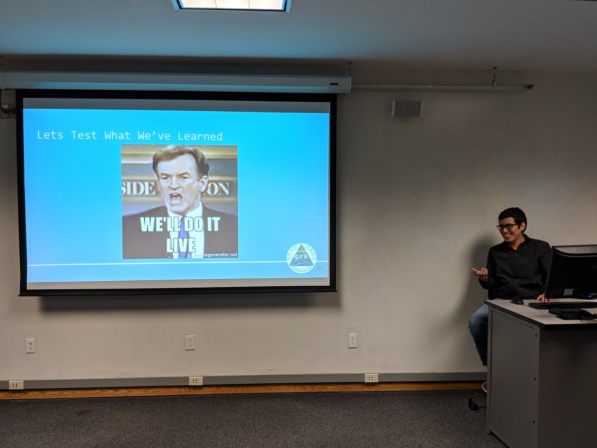 champdfa's tweet photo. Last night at #ChampDFA Jon Castro presented and did a lab on #EmailForensics. Great job @Johnny0nTheSpt! https://t.co/7FzJZzKRmz