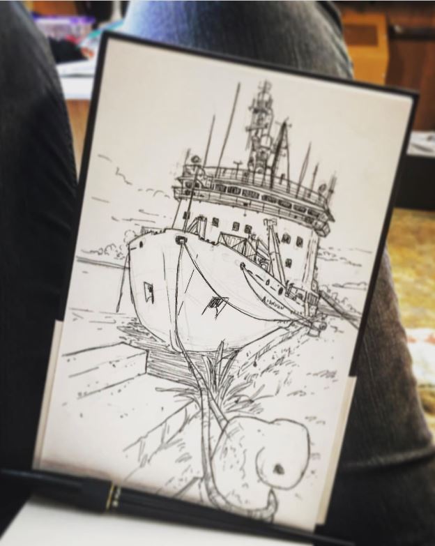 Le reconnaissez-vous? En cette journée d'Inspires ton cœur avec l'art, nous admirons la beauté de notre NGCC Amundsen à travers cette magnifique esquisse. Il y a du talent partout! Inspiré par nos navires? Montrez-nous votre art! 📷: Emilie Goulet