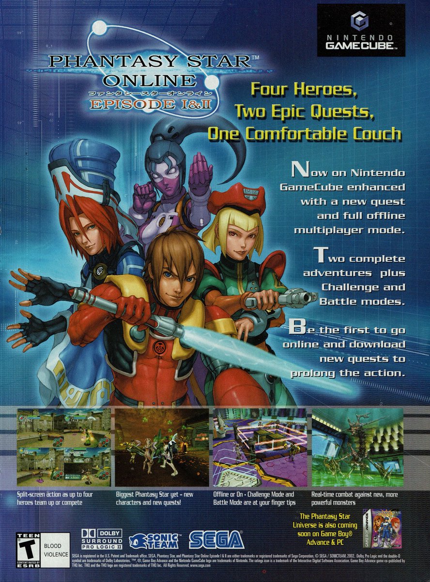 Videogameart Tidbits Phantasy Star Online Episode 1 Ii Gamecube Ad