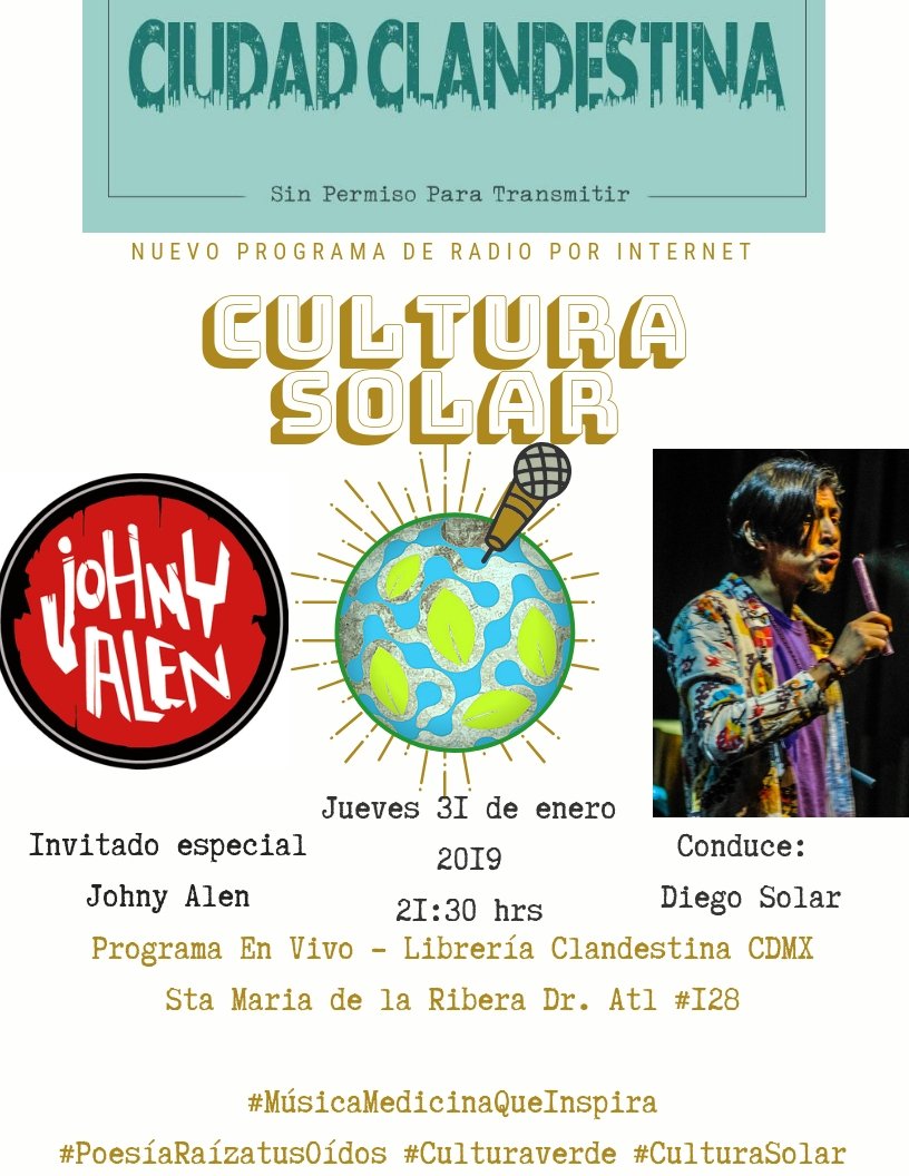 Hoy nos escuchamos a través de Ciudad Clandestina a las 9:30 pm, contaremos con la presencia de tremendos exponentes del Johny Alen Rap que vienen de gira desde Chile a compartirnos su más reciente material. 
En transmisión en vivo a través de Facebook en Ciudad Clandestina. ;)