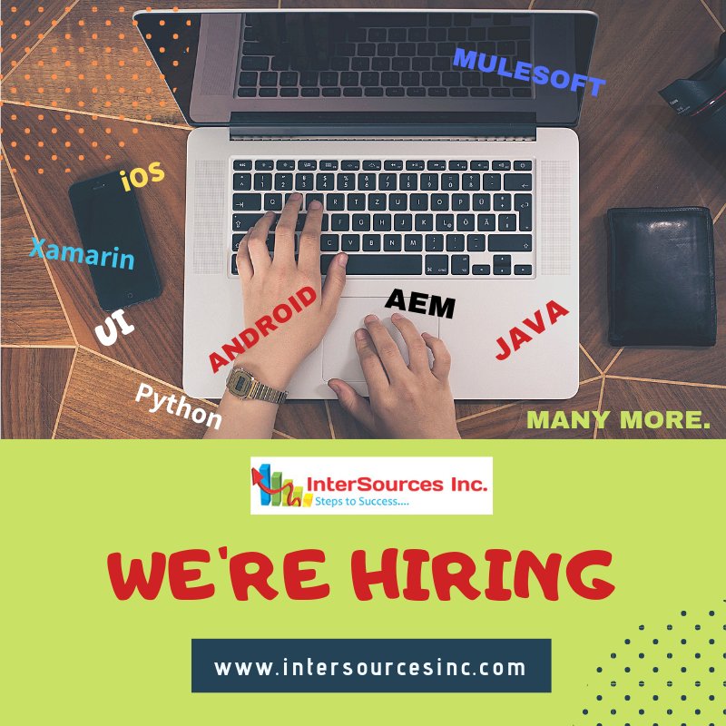 InterSources_'s tweet photo. Job Opportunity for JavaScript and React.JS at Boston, MA for Fulltime; For more information and to Apply, click on a link:
https://t.co/BtsQplWiAl
#javascript #fulltimejobs #massachusetts
Kick start your Career with #InterSources Inc. #Hiring for #LongTermJobs. https://t.co/0MDI4c3iyg
