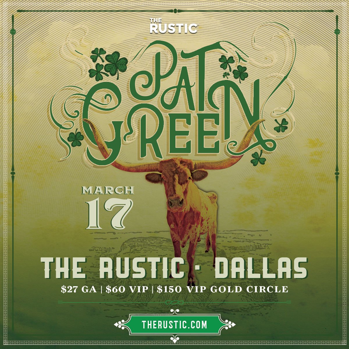 Just Announced: We're celebrating St. Paddy's Day weekend with <a href="/PATGREENMUSIC/">Pat Green</a>!

3/16 – San Antonio
Tickets: bit.ly/2G1rVNB
3/17 – Dallas
Tickets: bit.ly/2FZp0VC

Tickets are on sale now!